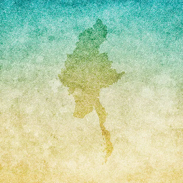 Vector illustration of Myanmar Map on grunge Canvas Background