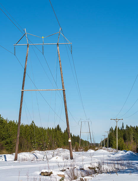 istock Power line and a telephone line 515859522