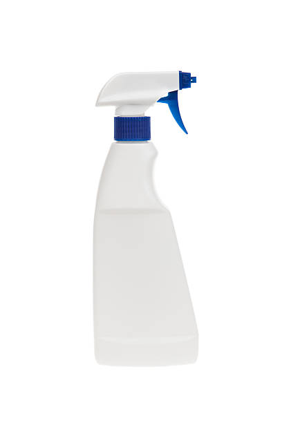 istock White sanitary hygiene bottle, isolated. Window cleaner bottle spray 515862604