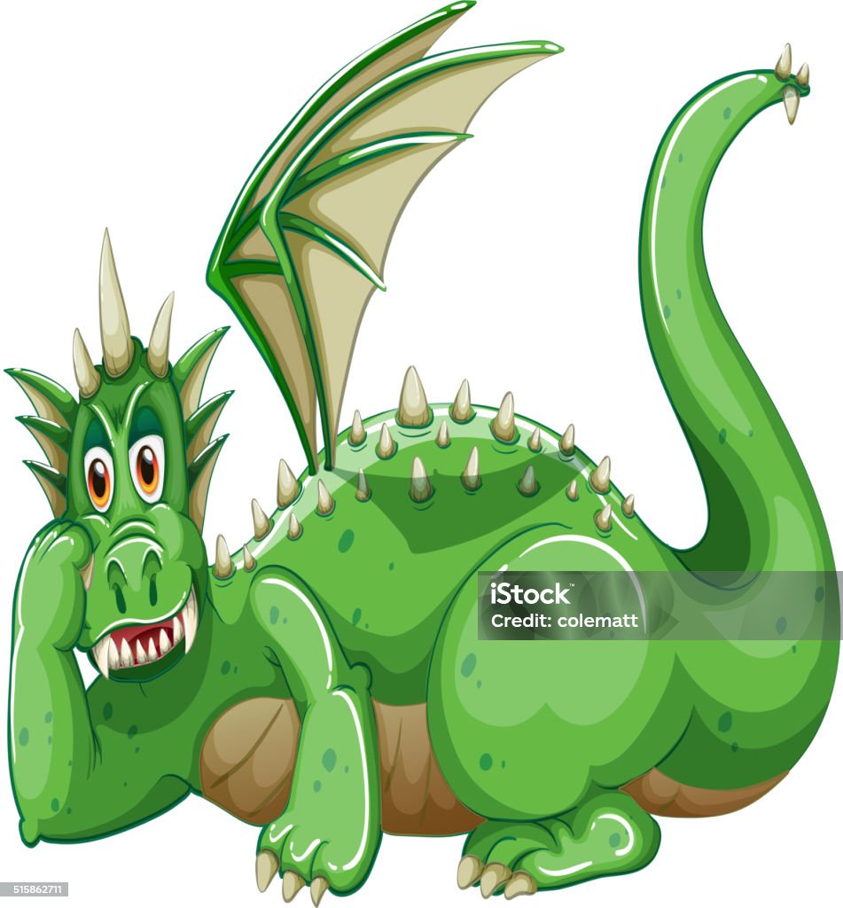 Dragon Illustration of a green dragon relaxing Animal stock vector