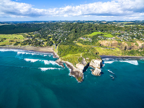 praia de muriwai - murawai beach - fotografias e filmes do acervo