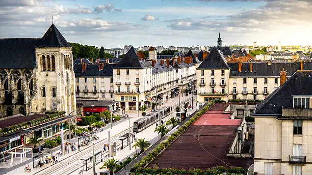 bid eye view of city of Tours, france