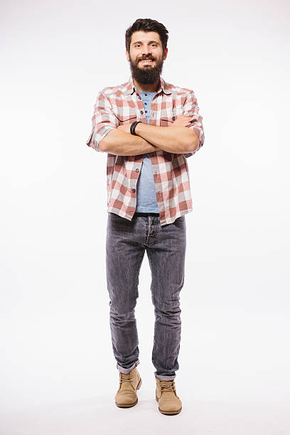 istock Handsome young man with beard full heigh with crossed hands 515882016