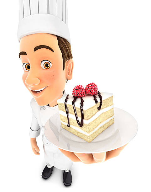 istock 3d head pastry chef holding piece of cake 515884642