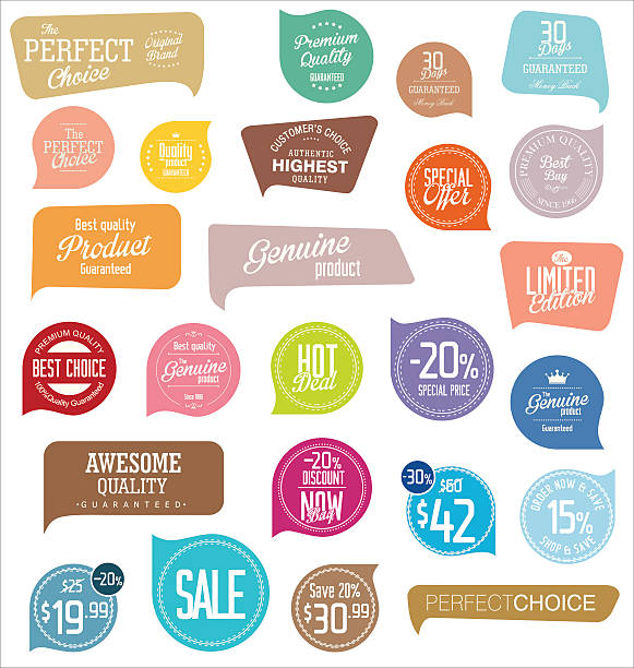 современные badges collection - price tag old fashioned retro revival design element stock illustrations