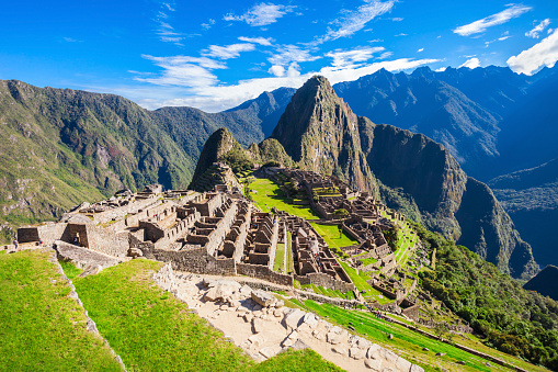 Elevated angle shot of Sacred City of Machu Picchu, Peru