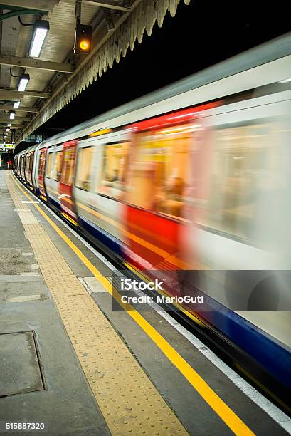 London Train At Night Stock Photo - Download Image Now - London Underground, Night, Train - Vehicle