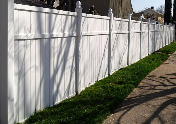 Shaded White Vinyl Fence