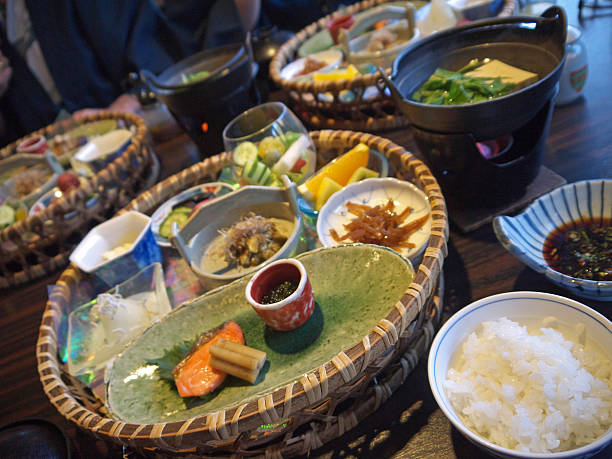istock Japanese ryokan breakfast traditional dishes 515893448