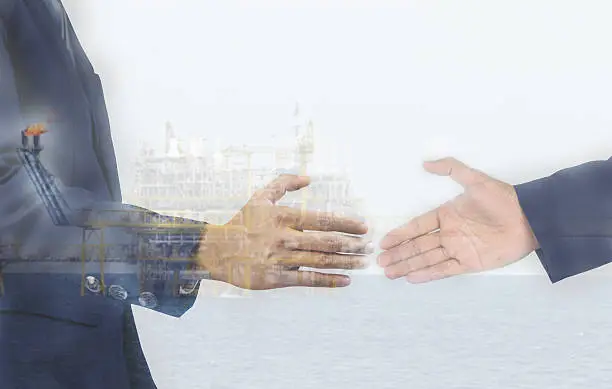 shakehands and rig double exposure concept