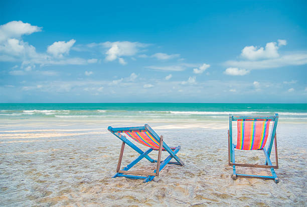 istock Two Beach Chairs on the beach, Vacation Summer concept 515895028