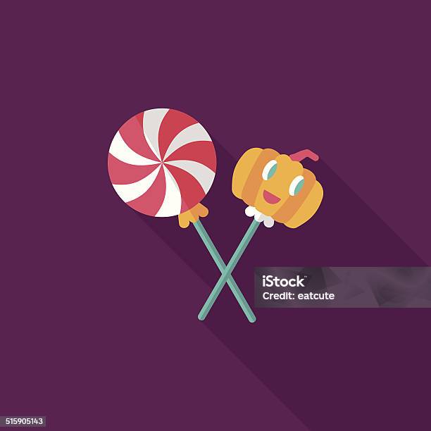 Halloween Candy Flat Icon With Long Shadow Eps10 Stock Illustration - Download Image Now - Autumn, Candy, Celebration