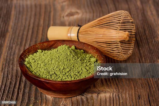 Green Powder Tea Stock Photo - Download Image Now - Bamboo - Material, Bowl, Camellia sinensis