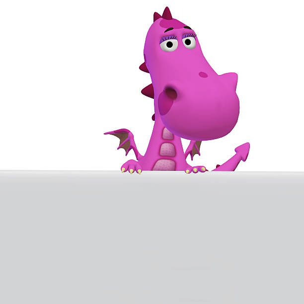 dragon 3d cartoon with a blank frame stock photo