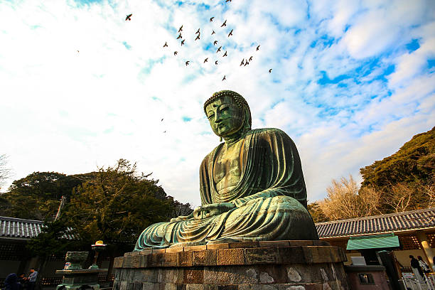 kamakura, japan – märz - 5. märz 2015-great buddha daibutsu - hase temple stock-fotos und bilder