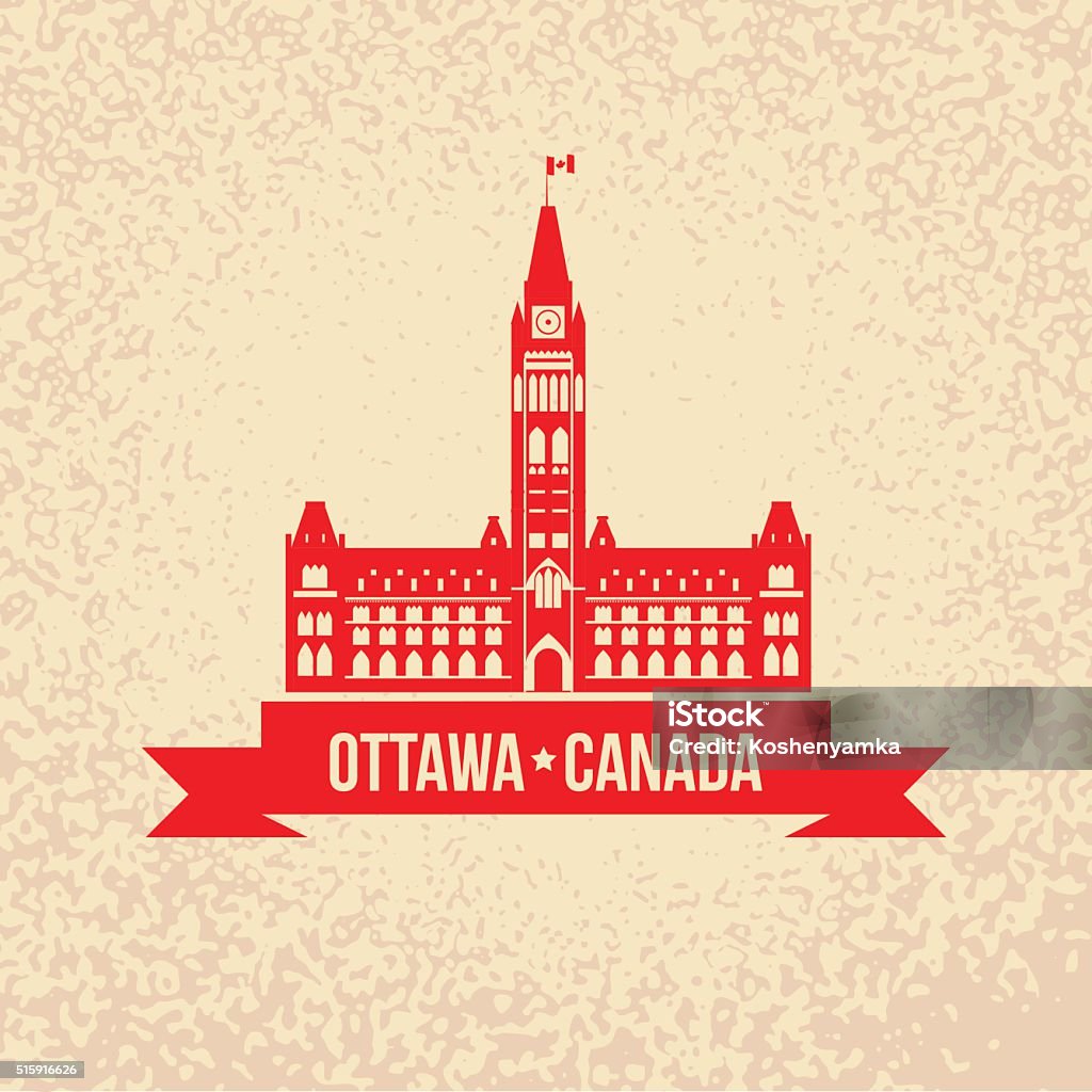 The Peace Tower - The symbol of Ottawa, Canada Centre Block and the Peace Tower - The symbol of Ottawa, Canada Silhouette of the government building on Parliament Hill, Ottawa, Ontario, Canada. Canada stock vector