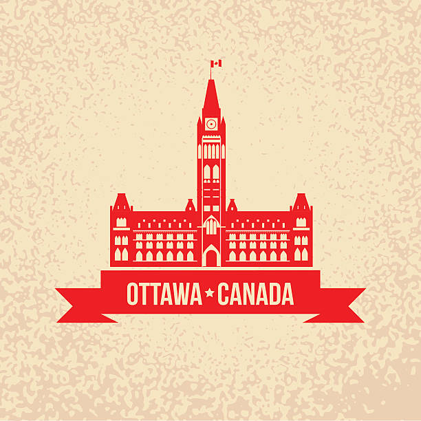 The Peace Tower - The symbol of Ottawa, Canada Centre Block and the Peace Tower - The symbol of Ottawa, Canada Silhouette of the government building on Parliament Hill, Ottawa, Ontario, Canada. parliament hill ottawa stock illustrations