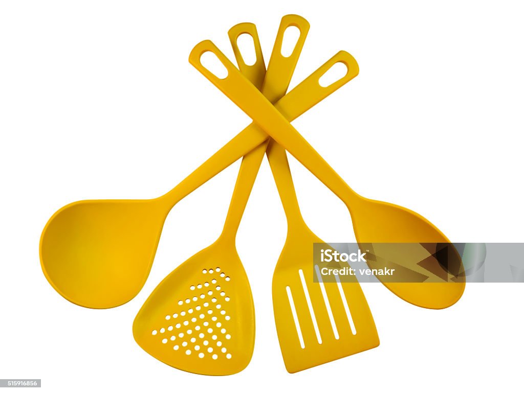 Kitchen Utensils Yellow Stock Photo - Download Image Now - Clipping Path,  Collection, Cooking Utensil - iStock