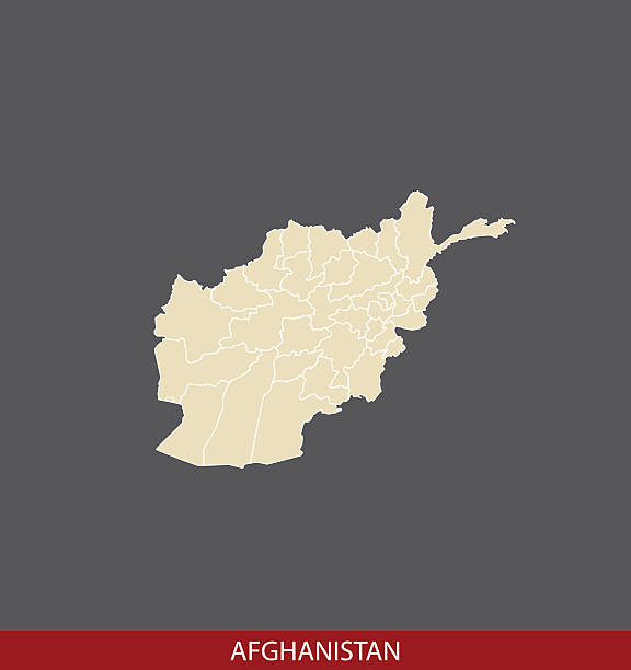 Afghanistan map outline vector in gray background Afghanistan map vector with borders of provinces. The map is accurately prepared by a GIS expert. Map reference: http://www.lib.utexas.edu/maps. khost afghanistan stock illustrations
