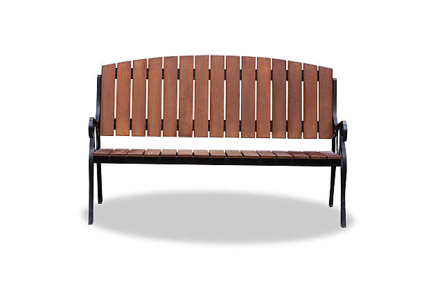 istock Wooden Park Bench Isolated on White Background 515919342