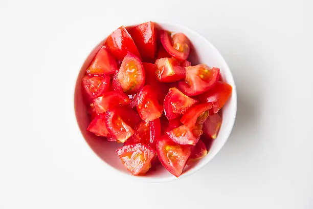 Photo of diced tomato in bowl