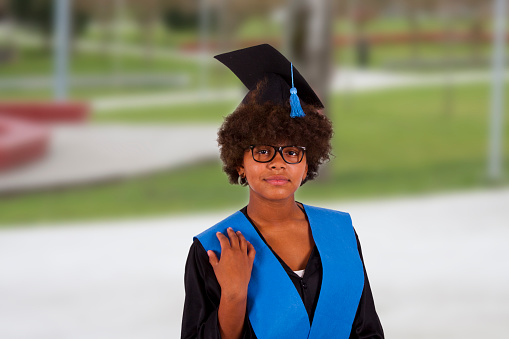 Girl With Graduation Gown Stock Photo - Download Image Now - Adult, Adults  Only, African Ethnicity - iStock