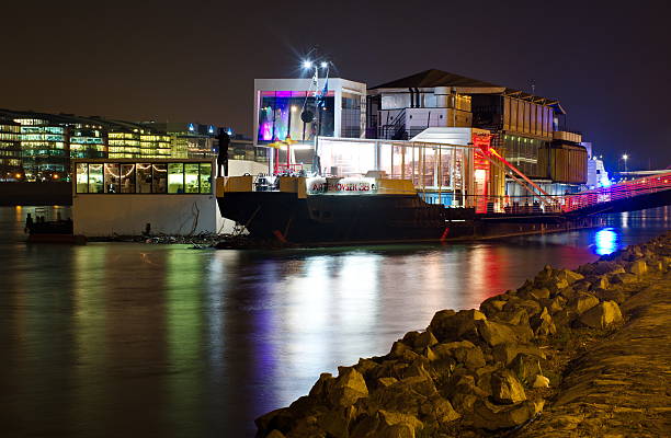 Budapest, Hungary - December 11, 2015:  A38 is a concert boat on river Danube in Budapest