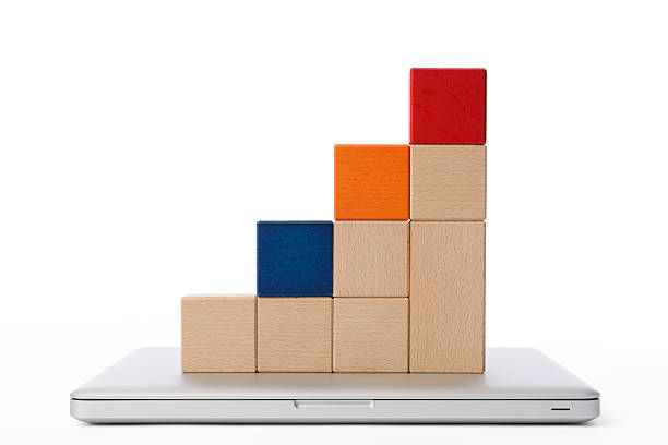 istock Isolated shot of bar chart on laptop on white background 515926319
