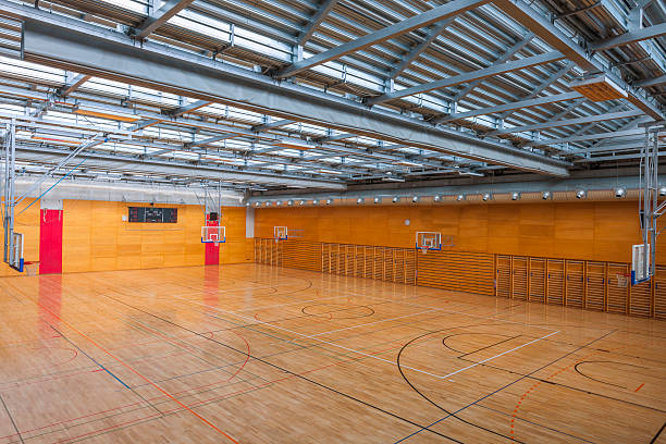istock Red Sports Hall with Metal Roof 515926727