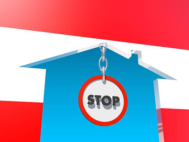 istock road stop sign in home icon textured by austria flag 515927670