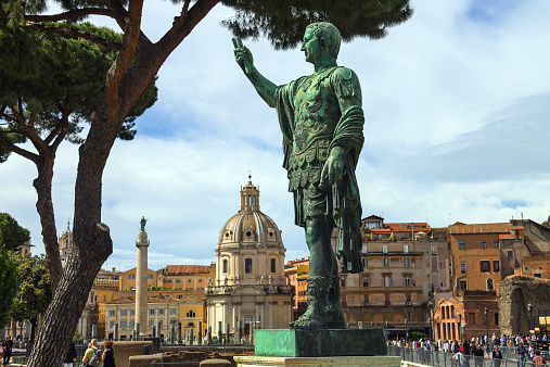 Rome, Italy - May 4, 2014:  Statue of Emperor Marcus Nerva  in Rome, Italy