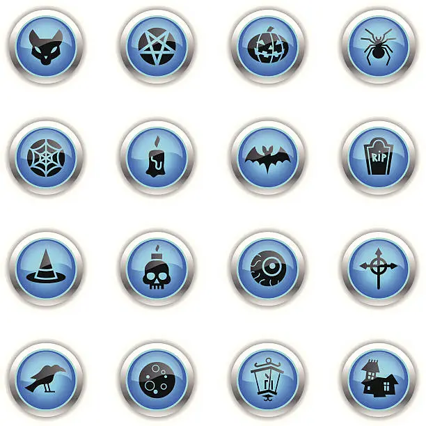 Vector illustration of Blue Icons - Halloween