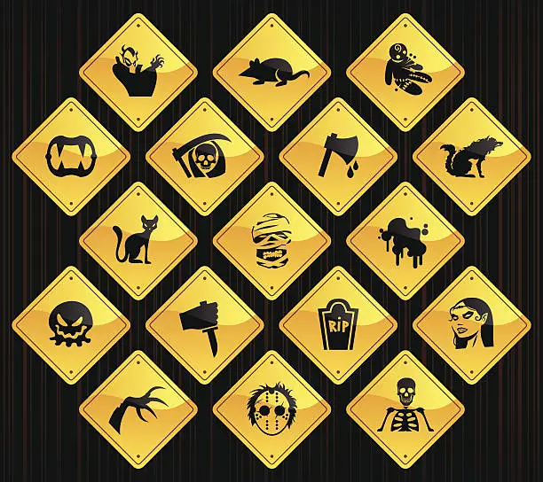 Vector illustration of Yellow Road Signs - Horror