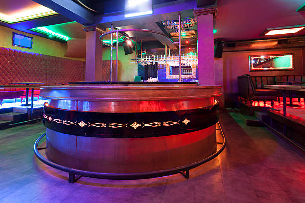 istock Bar in a modern nightclub with colorful lights 515958989