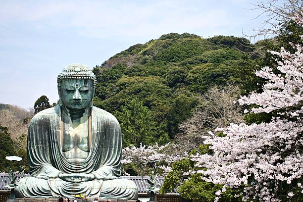 le grand bouddha amida, kōtoku - - kamakura japan tourist people photos et images de collection