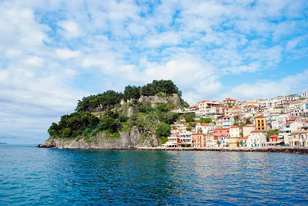 Parga town and port  in Greece. Ionian sea
