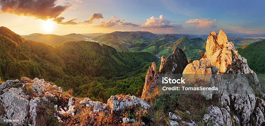 Rocky moutain at sunset - Slovakia Autumn Stock Photo