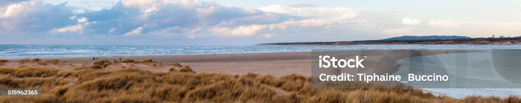 Baie de Somme, Le Touquet, France. Panoramic landscape of the estuary of La Somme, Le Touquet, Nord Pas de Calais, France. Somme Stock Photo