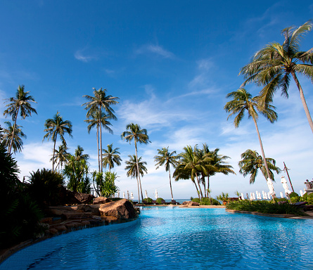 tropical resort hotel pool
