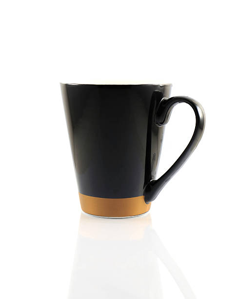 Black cup isolated on white background stock photo