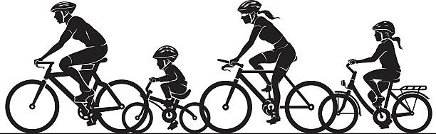 Family Outdoor Bicycle Ride vector art illustration