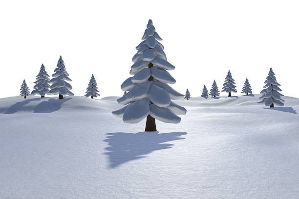 istock White snowy landscape with fir trees 515963383