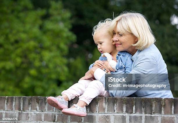 Grandmother Holding Cute Baby Girl Stock Photo - Download Image Now - 12-17 Months, 60-69 Years, Activity