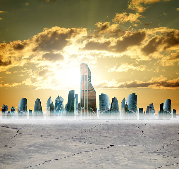 istock Cityscape with gold sky 515966808