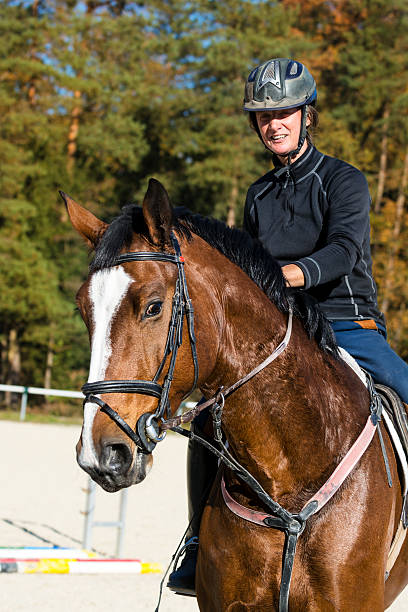 istock Horse and female show jumping rider on training 515967528