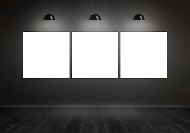 istock Three isolated art canvas in gallery space for mockup 515967658
