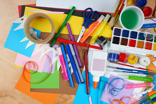 istock artwork workplace with creative accessories, art tools for painting 515967808