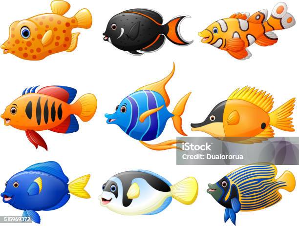 Ilustración de Conjunto De Dibujos Animados De Pescado y más Vectores  Libres de Derechos de Agua - Agua, Animal, Animales salvajes - iStock