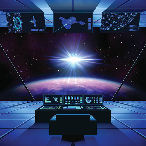 bildbanksillustrationer, clip art samt tecknat material och ikoner med interstellar travel in a spaceship - rymdskepp