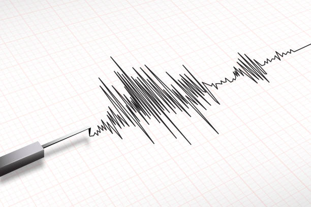 seismograph machine earthquake vector Closeup of a seismograph machine earthquake in vector format earthquake stock illustrations